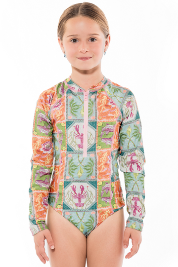 Enterizo Manga Larga Niña Aitana Caribbean Postcards