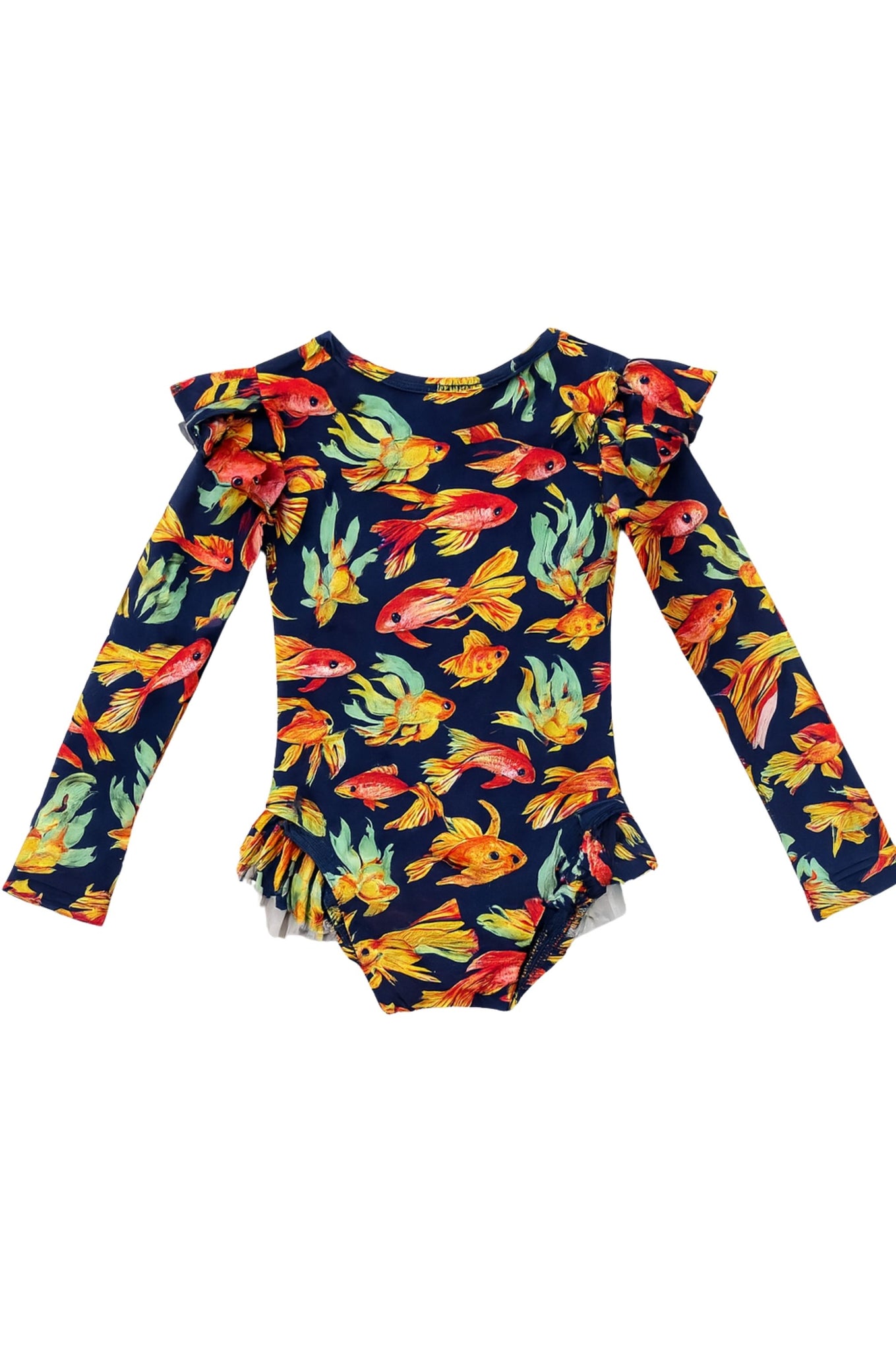 Enterizo Niña Manga Larga Peces Oscuros