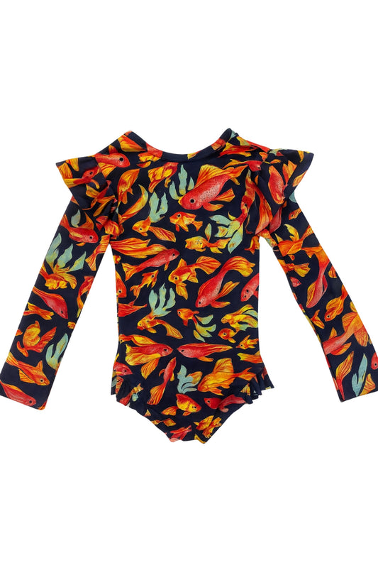 Enterizo Niña Manga Larga Peces Oscuros