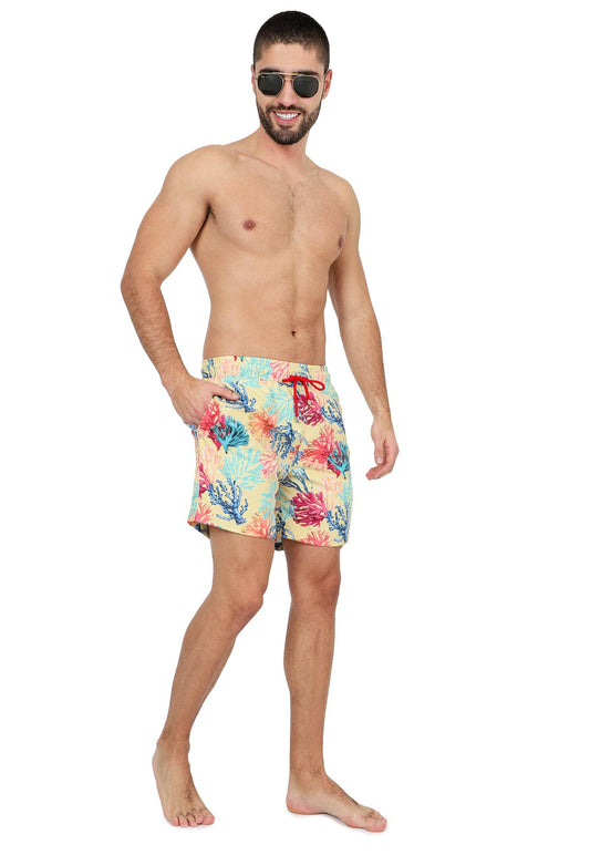 Pantaloneta Hombre Coral Amarillo