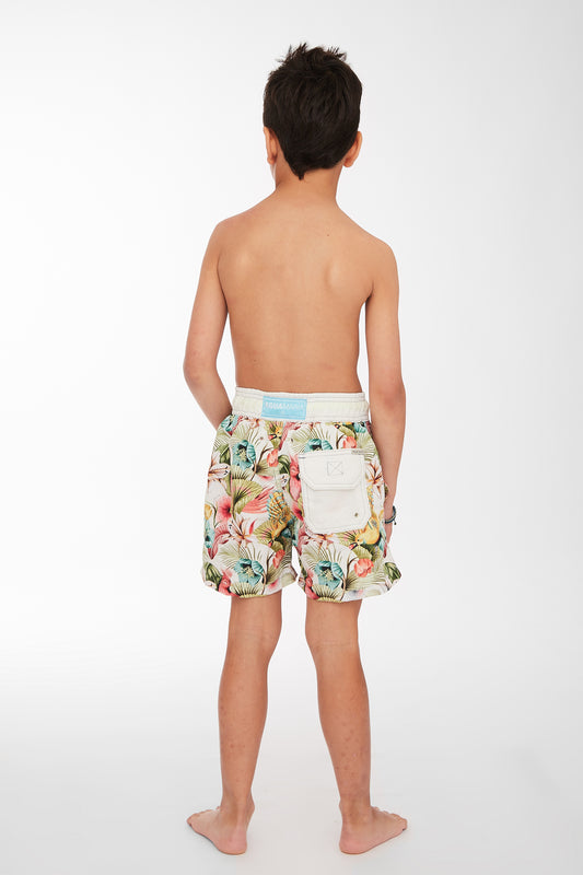 Pantaloneta Niño Pajaros Marfil