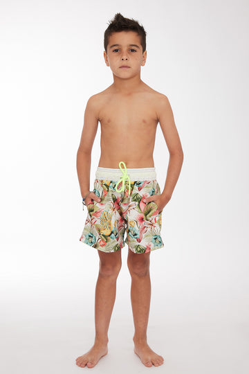 Pantaloneta Niño Pajaros Marfil