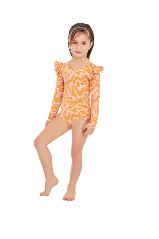 Enterizo Manga Larga Animal print rosado
