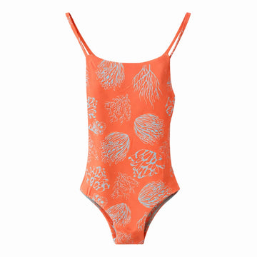 Enterizo Dalila Niña Coral Naranja